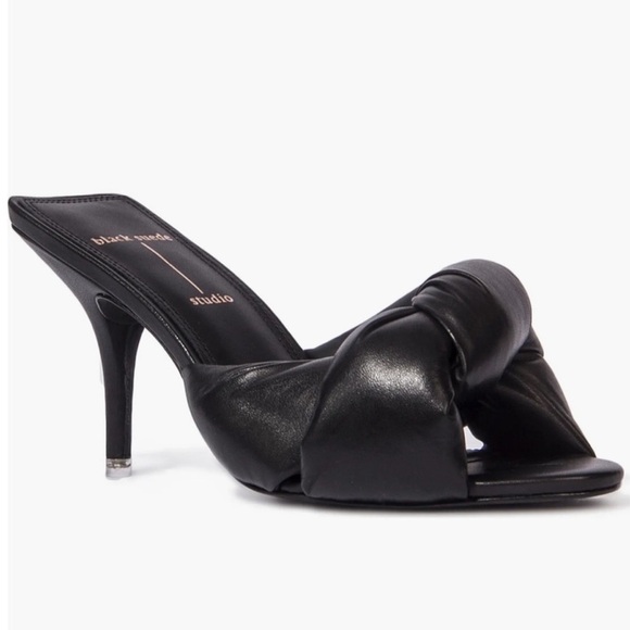 Black Suede Studio Eliza Leather Heels in Black Size 7.5 - Picture 1 of 11